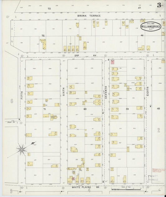 Sanborn Fire Insurance Map from Williamsbridge, Westchester County, New York (1895), Sheet #0003 - Historic Sanborn Fire Insurance Map Print, vintage old map wall art, antique decor, genealogy gift, New York New York map