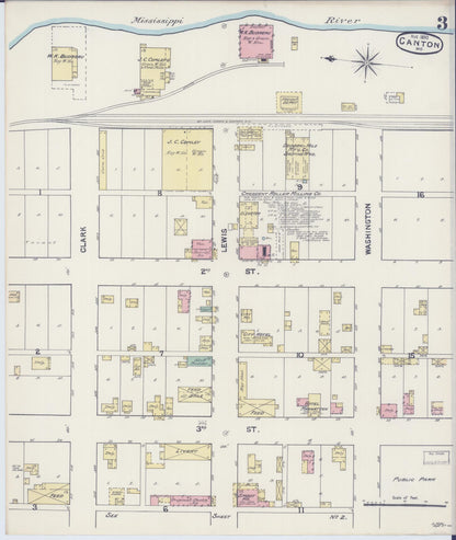 Sanborn Fire Insurance Map from Canton, Lewis County, Missouri (1890), Sheet #0003 - Complete Map Set gallery image, historic Sanborn map, vintage wall art, Missouri Missouri