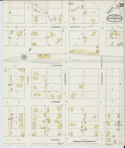 Sanborn Fire Insurance Map from Chippewa Falls, Chippewa County, Wisconsin (1895), Sheet #0013 - Complete Map Set gallery image, historic Sanborn map, vintage wall art, Wisconsin Wisconsin
