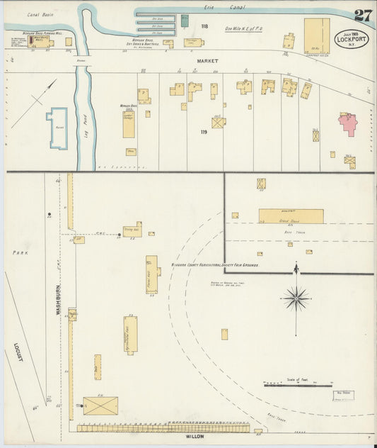 Sanborn Fire Insurance Map from Lockport, Niagara County, New York (1903), Sheet #0027 - Historic Sanborn Fire Insurance Map Print, vintage old map wall art, antique decor, genealogy gift, New York New York map