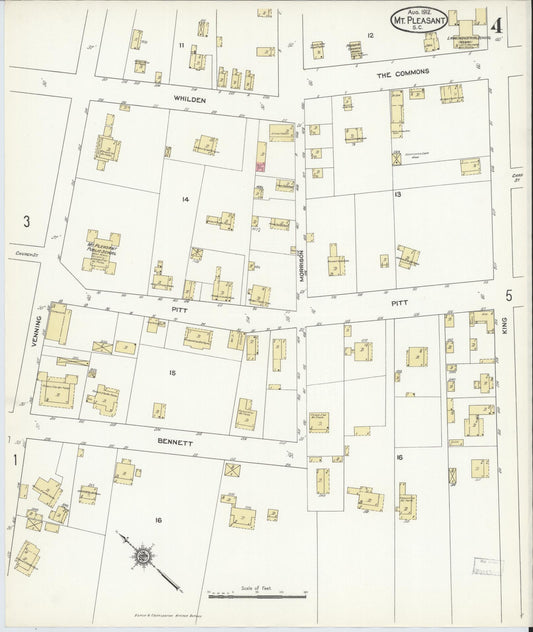 Sanborn Fire Insurance Map from Mount Pleasant, Charleston County, South Carolina (1912), Sheet #0004 - Historic Sanborn Fire Insurance Map Print, vintage old map wall art, antique decor, genealogy gift, South Carolina South Carolina map