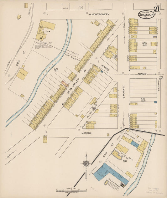 Sanborn Fire Insurance Map from Shamokin, Northumberland County, Pennsylvania (1922), Sheet #0021 - Historic Sanborn Fire Insurance Map Print, vintage old map wall art, antique decor, genealogy gift, Pennsylvania Pennsylvania map