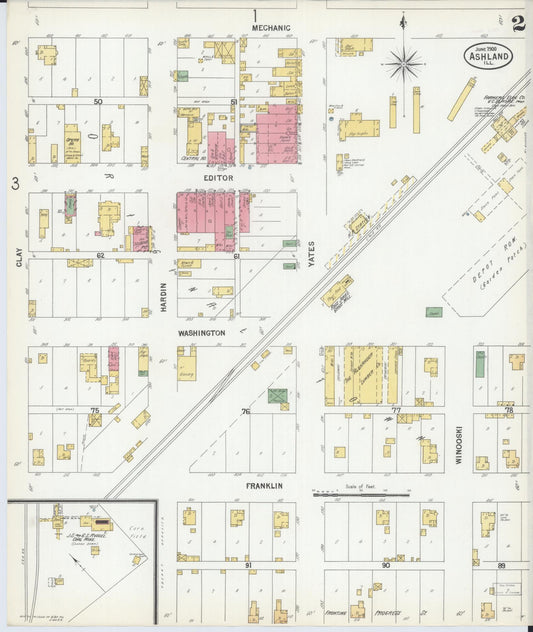 Sanborn Fire Insurance Map from Ashland, Cass County, Illinois (1900), Sheet #0002 - Historic Sanborn Fire Insurance Map Print, vintage old map wall art, antique decor, genealogy gift, Illinois Illinois map