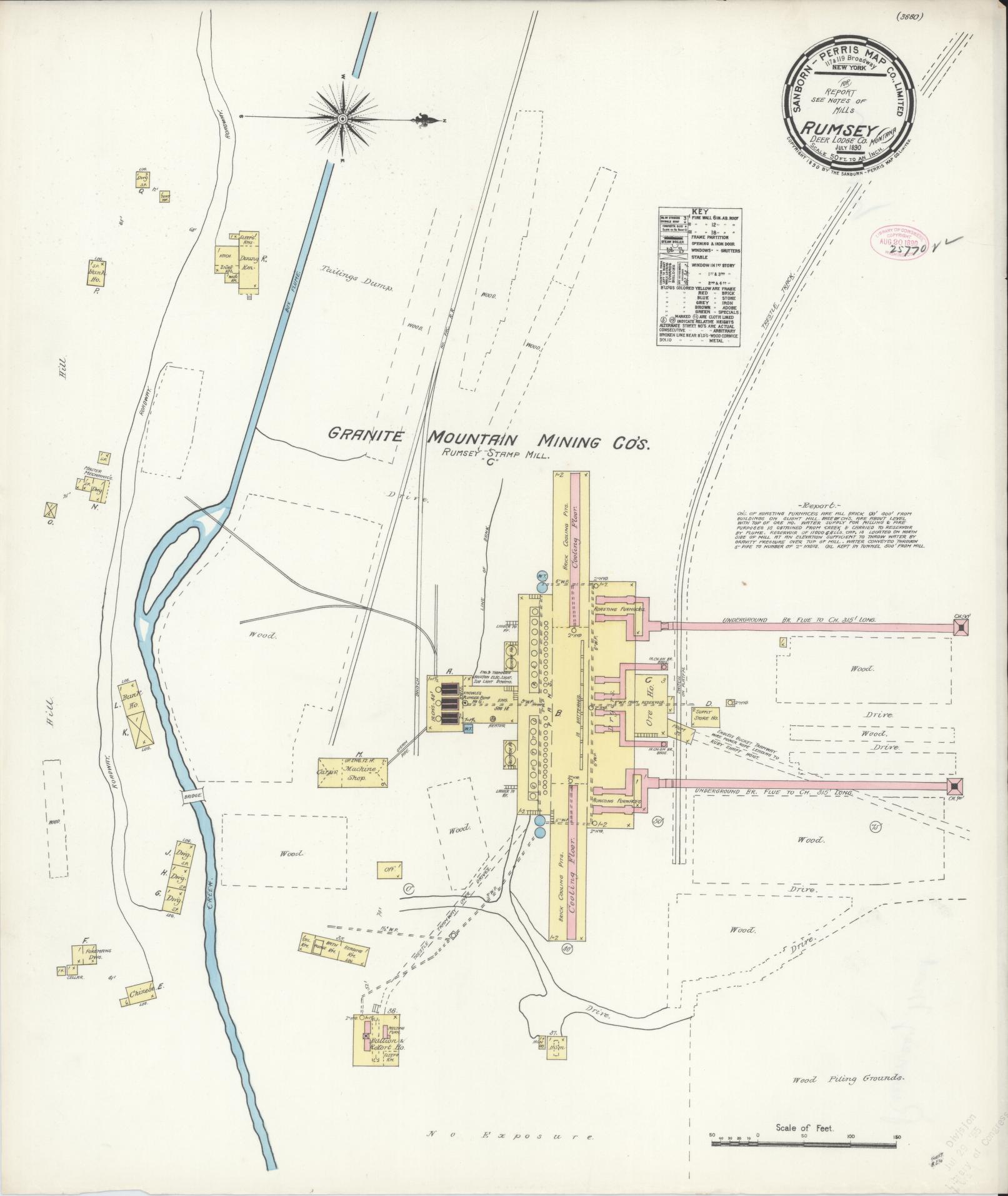 Sanborn Fire Insurance Map from Rumsey, Deer Lodge County, Montana (1890), Sheet #0001 - Historic Sanborn Fire Insurance Map Print, vintage old map wall art, antique decor, genealogy gift, Montana Montana map