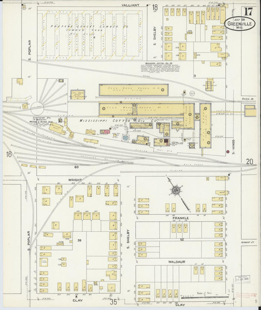 Sanborn Fire Insurance Map from Greenville, Washington County, Mississippi (1911), Sheet #0017 - Historic Sanborn Fire Insurance Map Print, vintage old map wall art, antique decor, genealogy gift, Mississippi Mississippi map