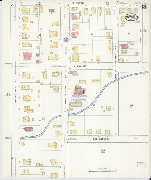 Sanborn Fire Insurance Map from Mayfield, Graves County, Kentucky (1916), Sheet #0018 - Historic Sanborn Fire Insurance Map Print, vintage old map wall art, antique decor, genealogy gift, Kentucky Kentucky map
