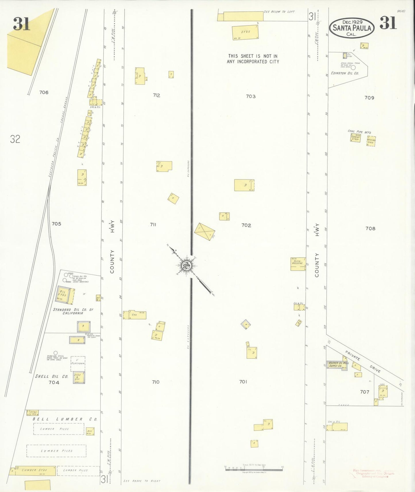 Sanborn Fire Insurance Map from Santa Paula, Ventura County, California (1929), Sheet #0031 - Complete Map Set gallery image, historic Sanborn map, vintage wall art, California California