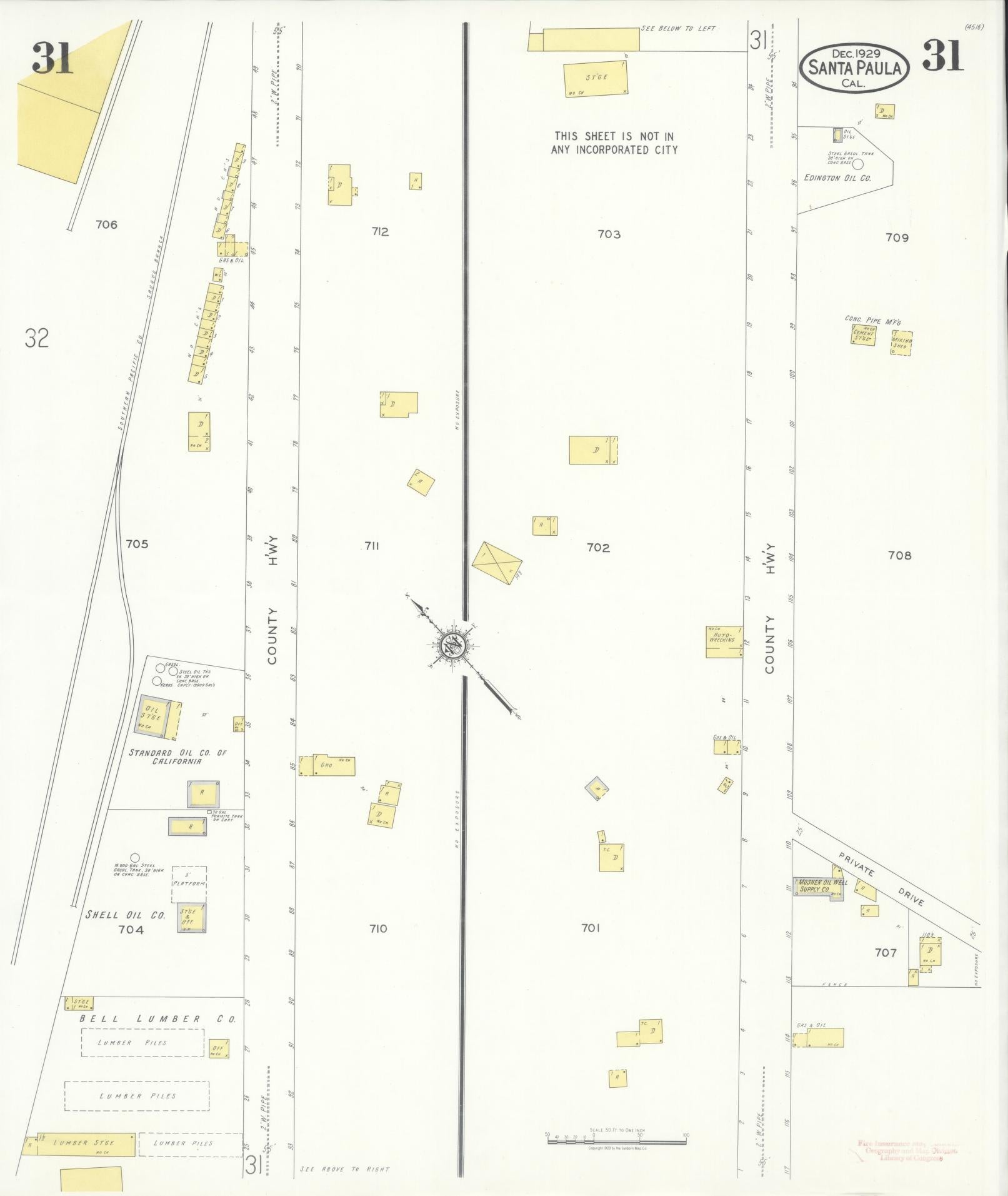 Sanborn Fire Insurance Map from Santa Paula, Ventura County, California (1929), Sheet #0031 - Complete Map Set gallery image, historic Sanborn map, vintage wall art, California California