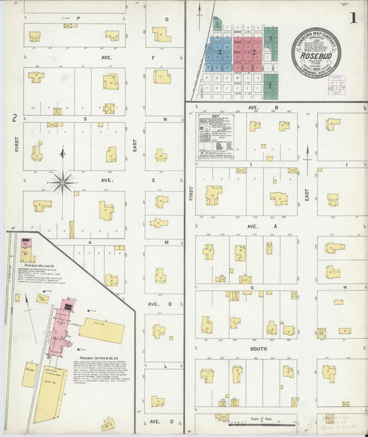 Sanborn Fire Insurance Map from Rosebud, Falls County, Texas (1903), Sheet #0001 - Historic Sanborn Fire Insurance Map Print, vintage old map wall art, antique decor, genealogy gift, Texas Texas map
