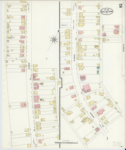 Sanborn Fire Insurance Map from Dallastown, York County, Pennsylvania (1908), Sheet #0002 - Historic Sanborn Fire Insurance Map Print, vintage old map wall art, antique decor, genealogy gift, Pennsylvania Pennsylvania map
