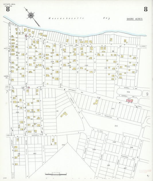 Sanborn Fire Insurance Map from Scituate, Plymouth County, Massachusetts (1939), Sheet #0008 - Historic Sanborn Fire Insurance Map Print, vintage old map wall art, antique decor, genealogy gift, Massachusetts Massachusetts map