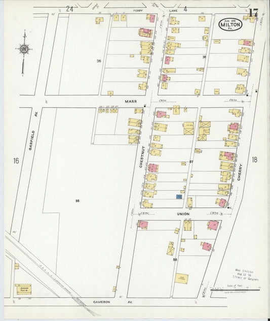 Sanborn Fire Insurance Map from Milton, Northumberland County, Pennsylvania (1918), Sheet #0017 - Historic Sanborn Fire Insurance Map Print, vintage old map wall art, antique decor, genealogy gift, Pennsylvania Pennsylvania map