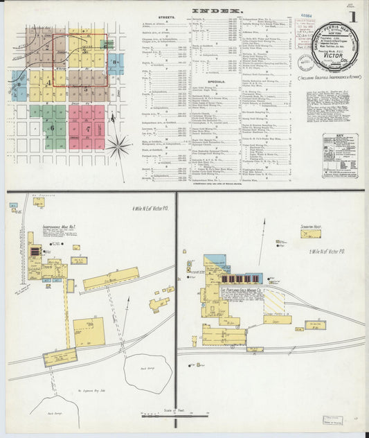 Sanborn Fire Insurance Map from Victor, Teller County, Colorado (1900), Sheet #0001 - Historic Sanborn Fire Insurance Map Print, vintage old map wall art, antique decor, genealogy gift, Colorado Colorado map