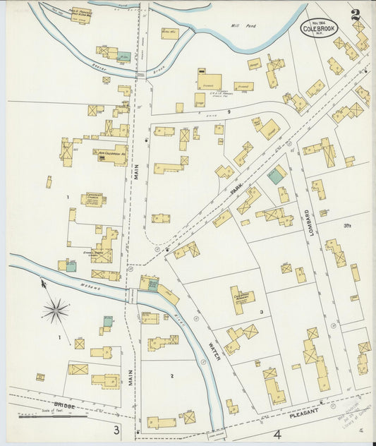 Sanborn Fire Insurance Map from Colebrook, Coos County, New Hampshire (1904), Sheet #0002 - Historic Sanborn Fire Insurance Map Print, vintage old map wall art, antique decor, genealogy gift, New Hampshire New Hampshire map