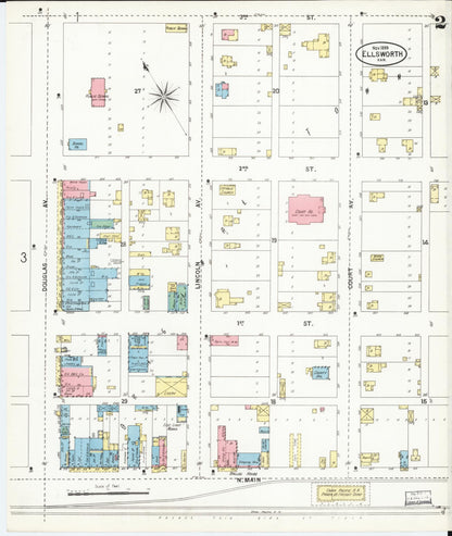 Sanborn Fire Insurance Map from Ellsworth, Ellsworth County, Kansas (1899), Sheet #0002 - Complete Map Set gallery image, historic Sanborn map, vintage wall art, Kansas Kansas