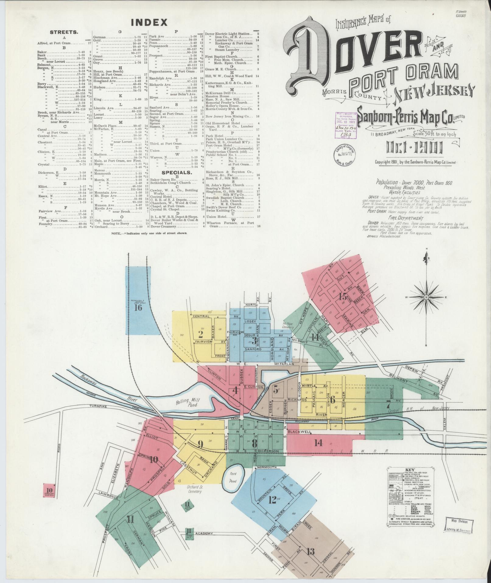Sanborn Fire Insurance Map from Dover, Morris County, New Jersey. (1900) – Historic Sanborn Fire Insurance Map Print