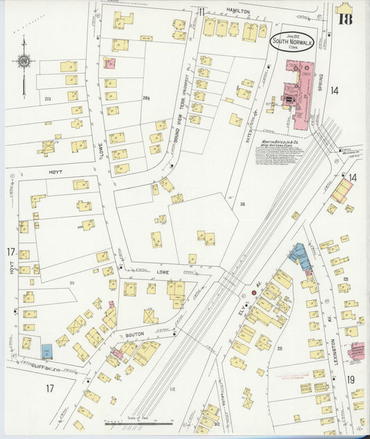 Sanborn Fire Insurance Map from South Norwalk, Fairfield County, Connecticut (1912), Sheet #0018 - Historic Sanborn Fire Insurance Map Print, vintage old map wall art, antique decor, genealogy gift, Connecticut Connecticut map