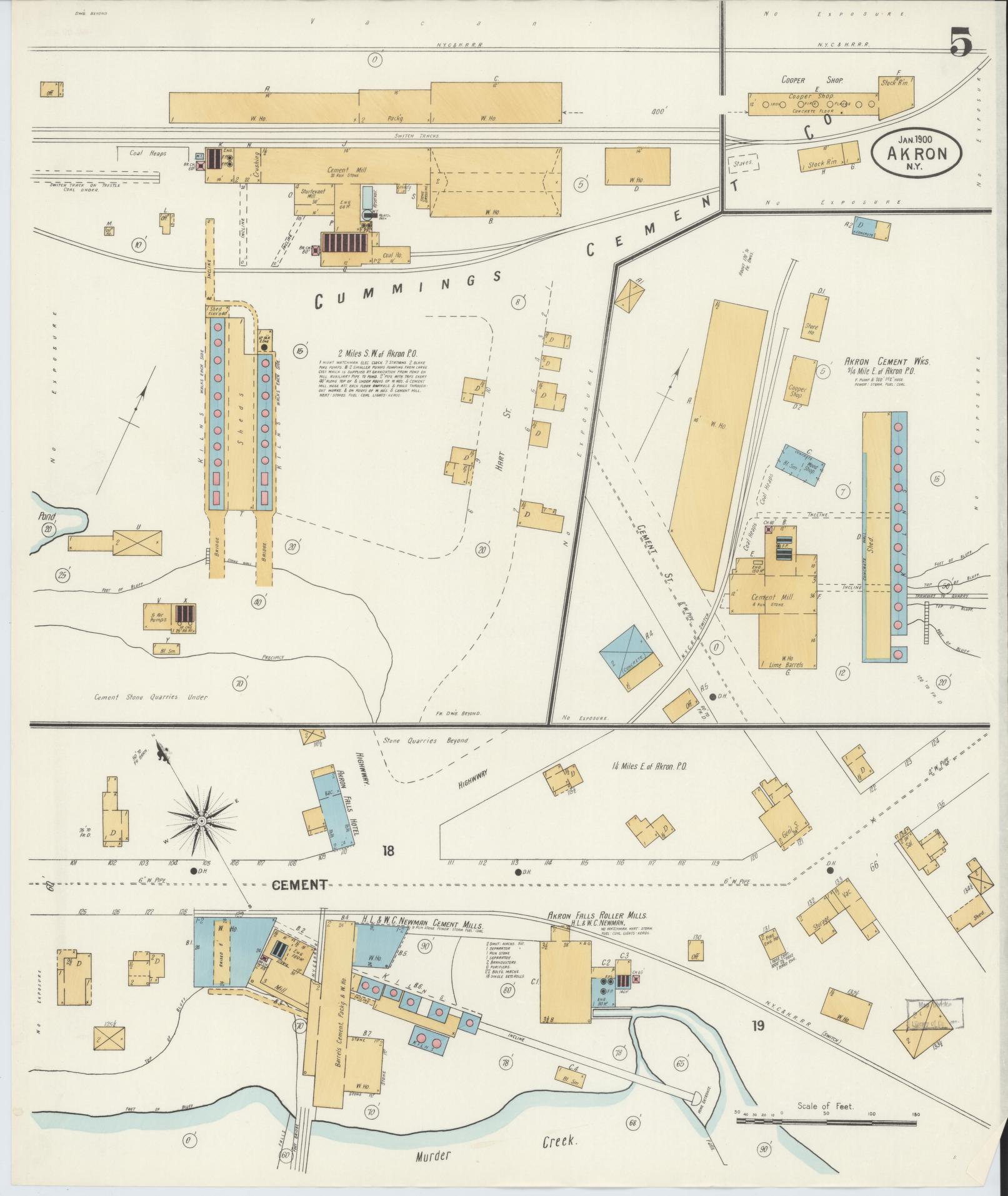 Sanborn Fire Insurance Map from Akron, Erie County, New York (1900), Sheet #0005 - Complete Map Set gallery image, historic Sanborn map, vintage wall art, New York New York