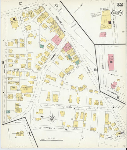 Sanborn Fire Insurance Map from Everett, Middlesex County, Massachusetts (1903), Sheet #0022 - Complete Map Set gallery image, historic Sanborn map, vintage wall art, Massachusetts Massachusetts