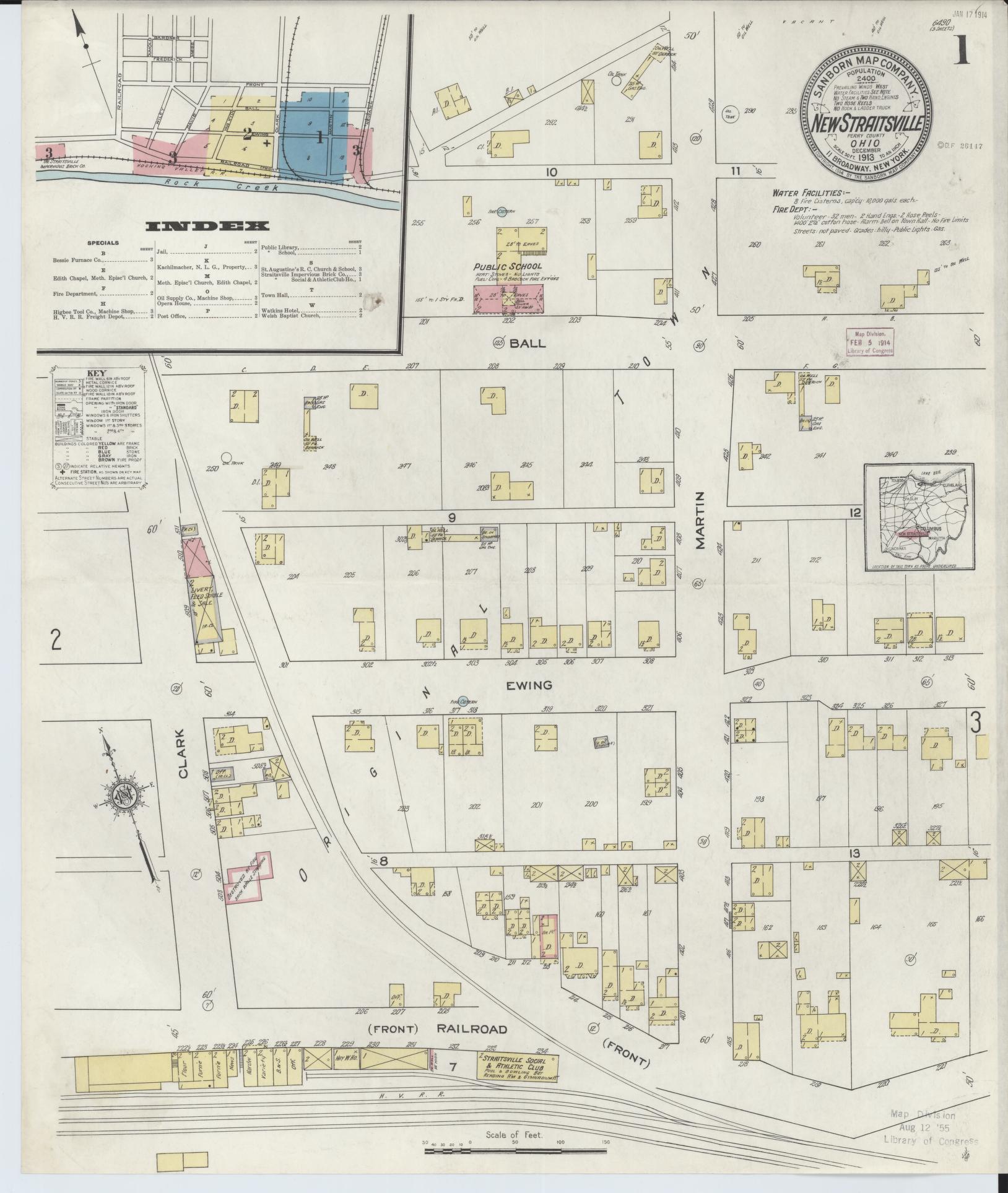 Sanborn Fire Insurance Map from New Straitsville, Perry County, Ohio (1913), Sheet #0001 - Complete Map Set gallery image, historic Sanborn map, vintage wall art, Ohio Ohio