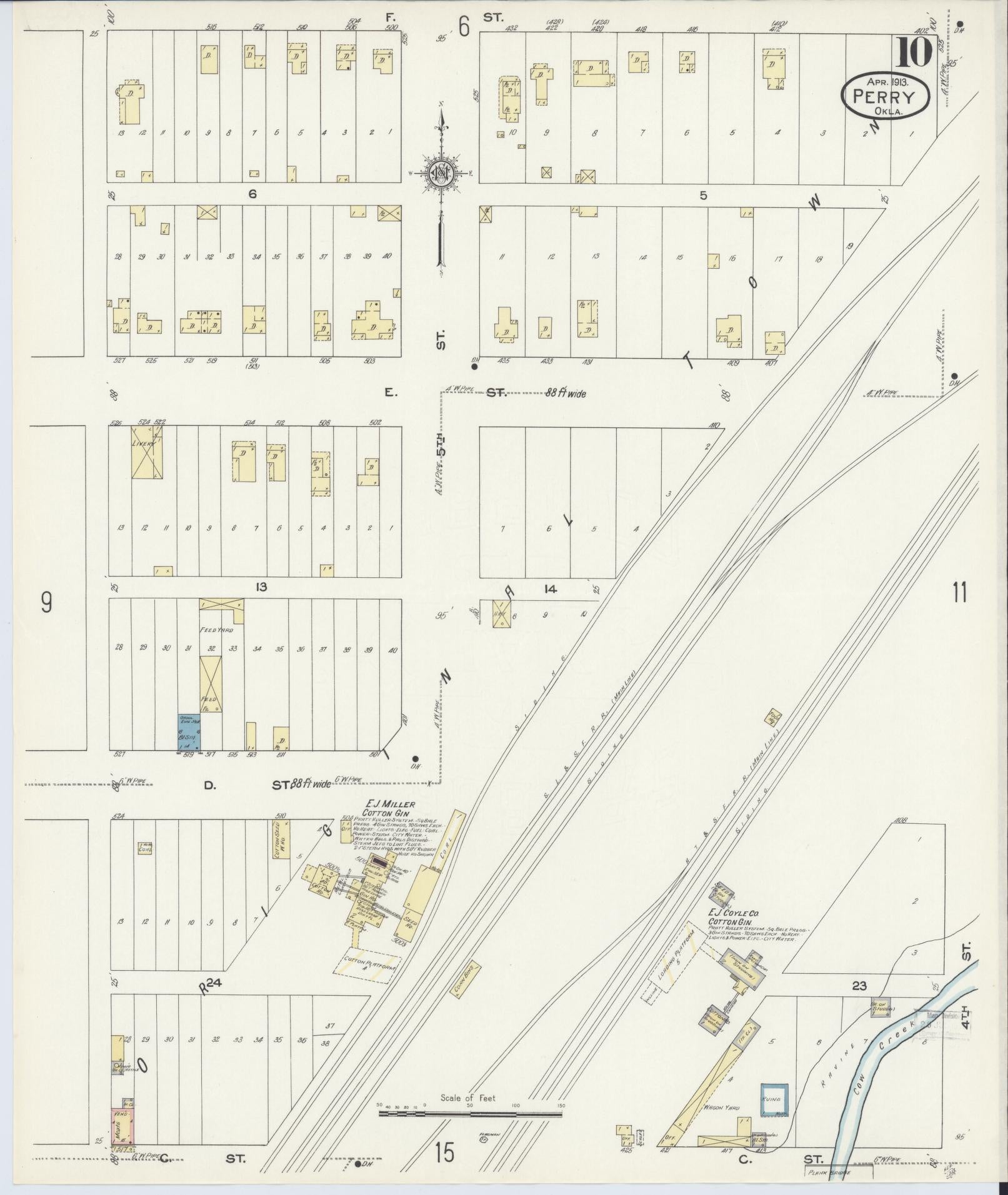 Sanborn Fire Insurance Map from Perry, Noble County, Oklahoma (1913), Sheet #0010 - Complete Map Set gallery image, historic Sanborn map, vintage wall art, Oklahoma Oklahoma