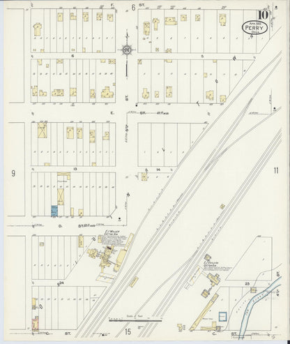 Sanborn Fire Insurance Map from Perry, Noble County, Oklahoma (1913), Sheet #0010 - Complete Map Set gallery image, historic Sanborn map, vintage wall art, Oklahoma Oklahoma