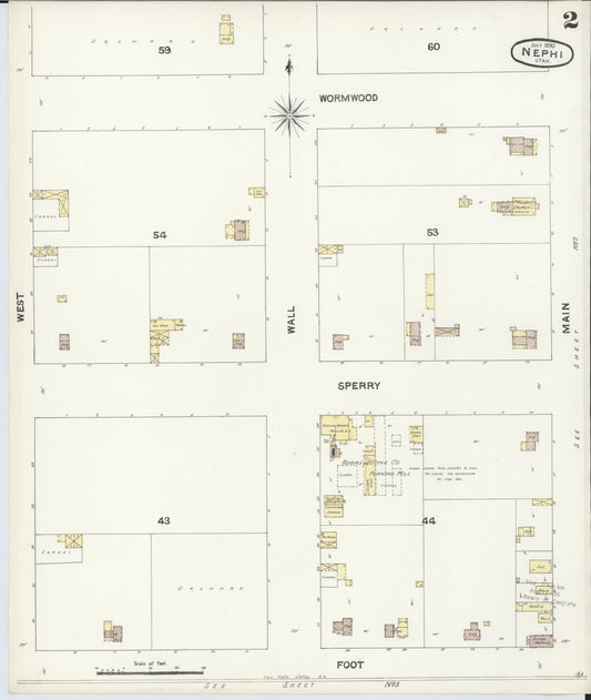 Sanborn Fire Insurance Map from Nephi, Juab County, Utah (1890), Sheet #0002 - Historic Sanborn Fire Insurance Map Print, vintage old map wall art, antique decor, genealogy gift, Utah Utah map
