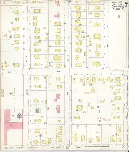 Sanborn Fire Insurance Map from Twin Falls, Twin Falls County, Idaho (1949), Sheet #0007 - Complete Map Set gallery image, historic Sanborn map, vintage wall art, Falls Idaho