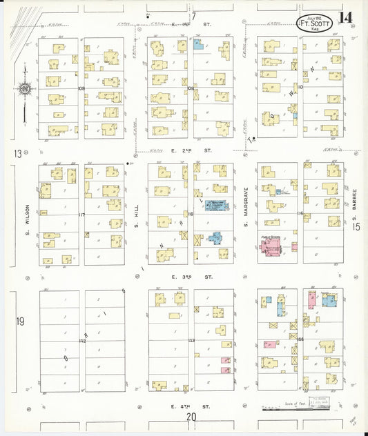 Sanborn Fire Insurance Map from Fort Scott, Bourbon County, Kansas (1912), Sheet #0014 - Historic Sanborn Fire Insurance Map Print, vintage old map wall art, antique decor, genealogy gift, Kansas Kansas map