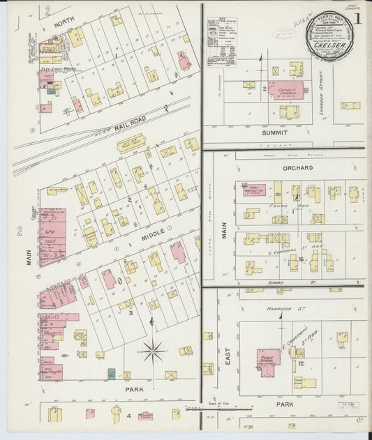 Sanborn Fire Insurance Map from Chelsea, Washtenaw County, Michigan (1892), Sheet #0001 - Complete Map Set gallery image, historic Sanborn map, vintage wall art, Michigan Michigan