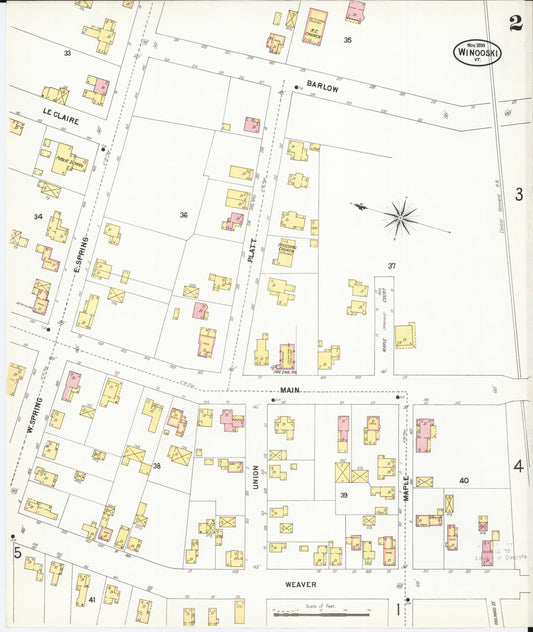 Sanborn Fire Insurance Map from Winooski, Chittenden County, Vermont (1899), Sheet #0002 - Historic Sanborn Fire Insurance Map Print, vintage old map wall art, antique decor, genealogy gift, Vermont Vermont map
