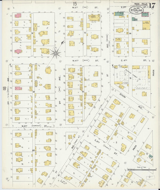 Sanborn Fire Insurance Map from Sterling, Whiteside County, Illinois (1903), Sheet #0017 - Historic Sanborn Fire Insurance Map Print, vintage old map wall art, antique decor, genealogy gift, Illinois Illinois map