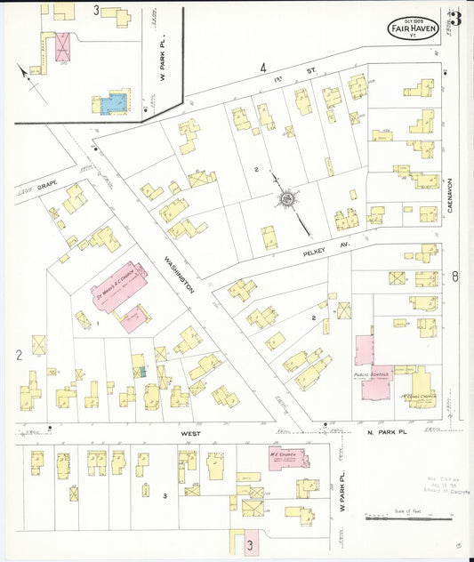 Sanborn Fire Insurance Map from Fair Haven, Rutland County, Vermont (1909), Sheet #0003 - Historic Sanborn Fire Insurance Map Print, vintage old map wall art, antique decor, genealogy gift, Vermont Vermont map