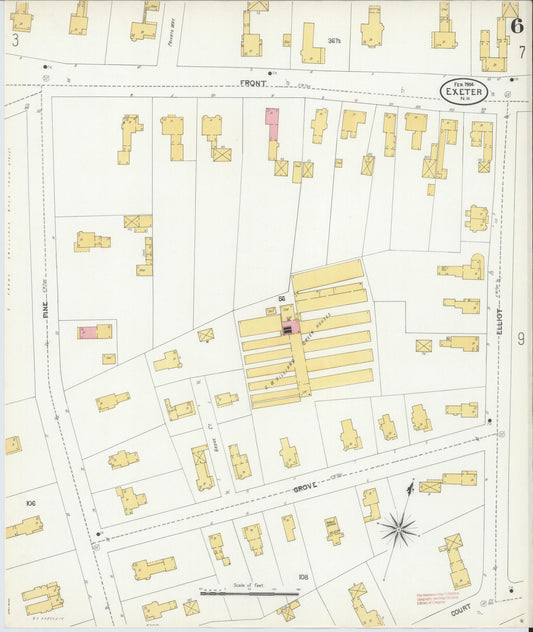 Sanborn Fire Insurance Map from Exeter, Rockingham  County, New Hampshire (1904), Sheet #0006 - Historic Sanborn Fire Insurance Map Print, vintage old map wall art, antique decor, genealogy gift, New Hampshire New Hampshire map