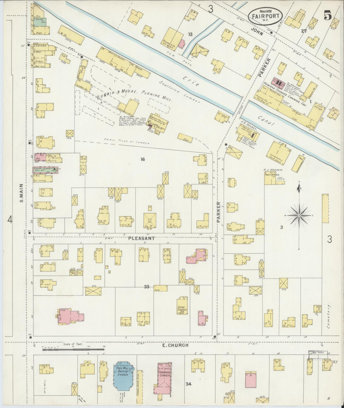 Sanborn Fire Insurance Map from Fairport, Monroe County, New York (1898), Sheet #0005 - Complete Map Set gallery image, historic Sanborn map, vintage wall art, New York New York