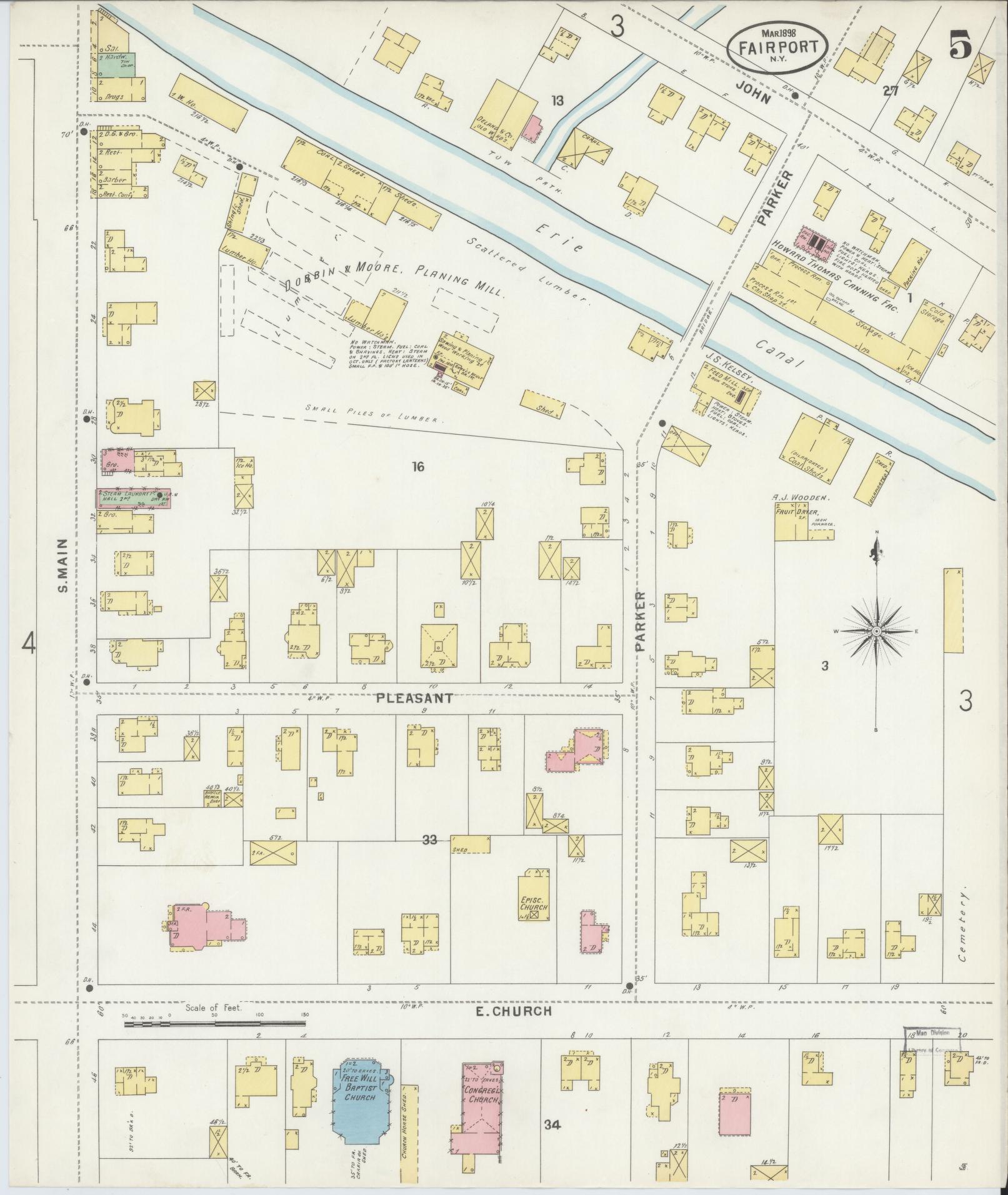 Sanborn Fire Insurance Map from Fairport, Monroe County, New York (1898), Sheet #0005 - Complete Map Set gallery image, historic Sanborn map, vintage wall art, New York New York