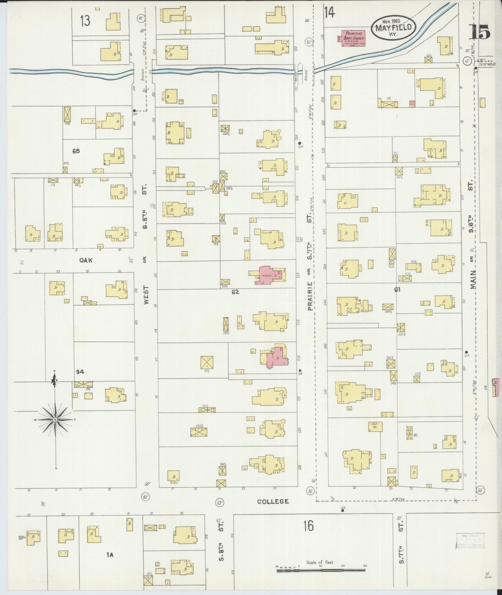 Sanborn Fire Insurance Map from Mayfield, Graves County, Kentucky (1905), Sheet #0015 - Complete Map Set gallery image, historic Sanborn map, vintage wall art, Kentucky Kentucky