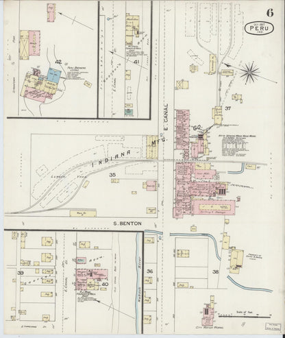 Sanborn Fire Insurance Map from Peru, Miami County, Indiana (1887), Sheet #0006 - Historic Sanborn Fire Insurance Map Print, vintage old map wall art, antique decor, genealogy gift, Indiana Indiana map