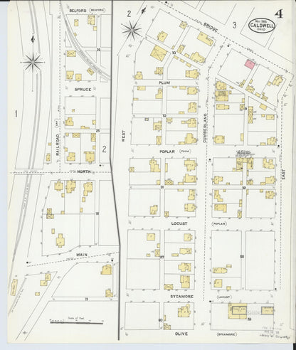 Sanborn Fire Insurance Map from Caldwell, Noble County, Ohio (1905), Sheet #0004 - Historic Sanborn Fire Insurance Map Print, vintage old map wall art, antique decor, genealogy gift, Ohio Ohio map