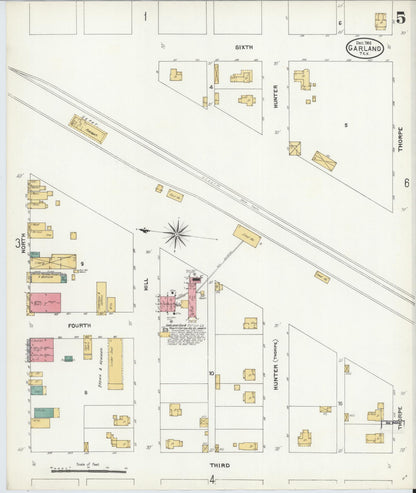 Sanborn Fire Insurance Map from Garland, Dallas County, Texas (1906), Sheet #0005 - Complete Map Set gallery image, historic Sanborn map, vintage wall art, Texas Texas
