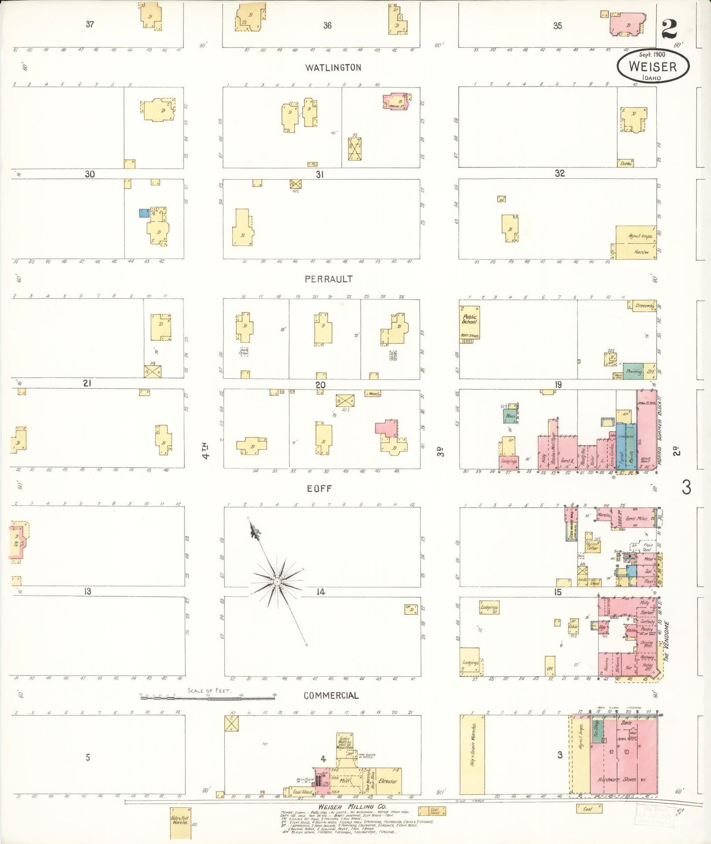 Sanborn Fire Insurance Map from Weiser, Washington County, Idaho (1900), Sheet #0002 - Complete Map Set gallery image, historic Sanborn map, vintage wall art, Idaho Idaho