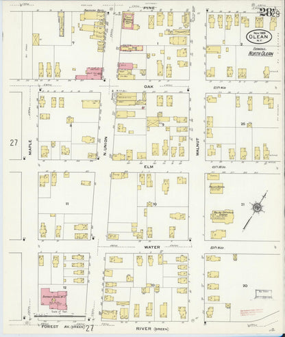 Sanborn Fire Insurance Map from Olean, Cattaraugus County, New York (1909), Sheet #0028 - Complete Map Set gallery image, historic Sanborn map, vintage wall art, New York New York