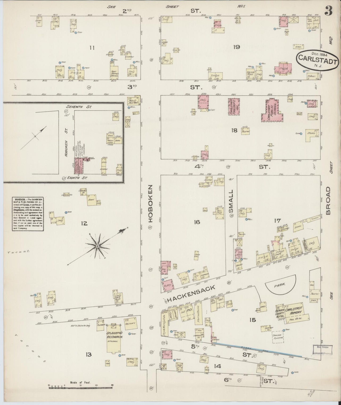 Sanborn Fire Insurance Map from Carlstadt, Bergen County, New Jersey (1884), Sheet #0003 - Complete Map Set gallery image, historic Sanborn map, vintage wall art, New Jersey New Jersey
