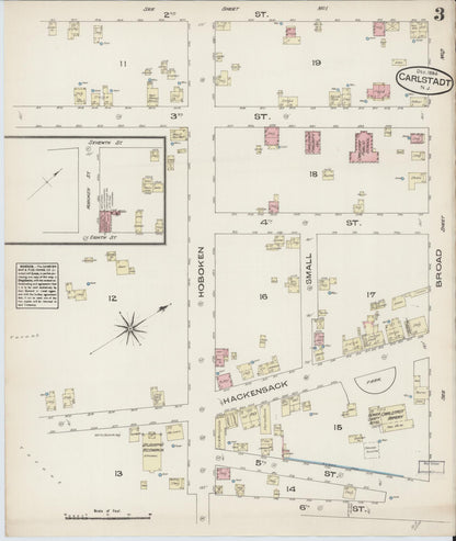 Sanborn Fire Insurance Map from Carlstadt, Bergen County, New Jersey (1884), Sheet #0003 - Complete Map Set gallery image, historic Sanborn map, vintage wall art, New Jersey New Jersey