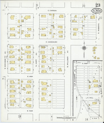 Sanborn Fire Insurance Map from El Reno, Canadian County, Oklahoma (1920), Sheet #0023 - Complete Map Set gallery image, historic Sanborn map, vintage wall art, Oklahoma Oklahoma