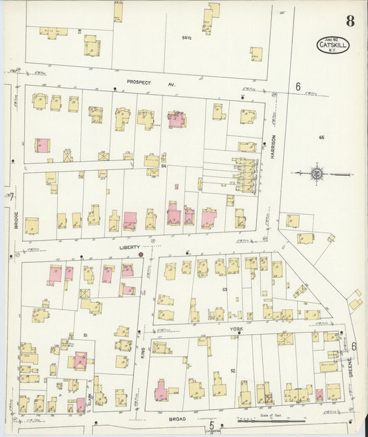 Sanborn Fire Insurance Map from Catskill, Greene County, New York (1912), Sheet #0008 - Historic Sanborn Fire Insurance Map Print, vintage old map wall art, antique decor, genealogy gift, New York New York map