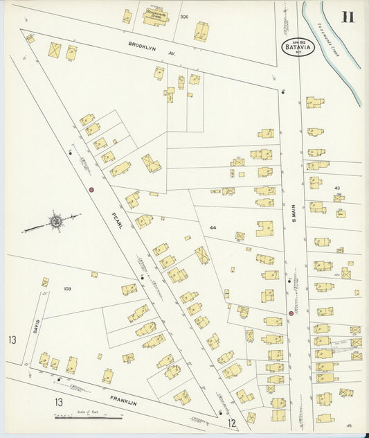 Sanborn Fire Insurance Map from Batavia, Genesee County, New York (1912), Sheet #0011 - Historic Sanborn Fire Insurance Map Print, vintage old map wall art, antique decor, genealogy gift, New York New York map