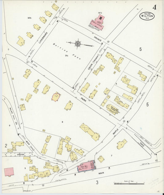 Sanborn Fire Insurance Map from Wilton, Hillsborough County, New Hampshire (1912), Sheet #0004 - Historic Sanborn Fire Insurance Map Print, vintage old map wall art, antique decor, genealogy gift, New Hampshire New Hampshire map