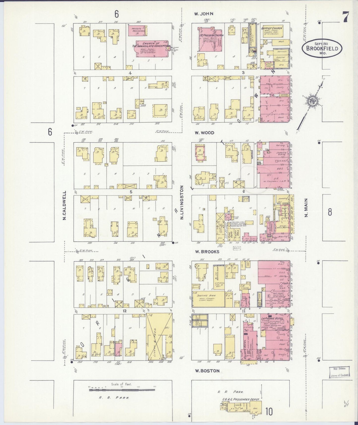 Sanborn Fire Insurance Map from Brookfield, Linn County, Missouri (1911), Sheet #0007 - Complete Map Set gallery image, historic Sanborn map, vintage wall art, Missouri Missouri