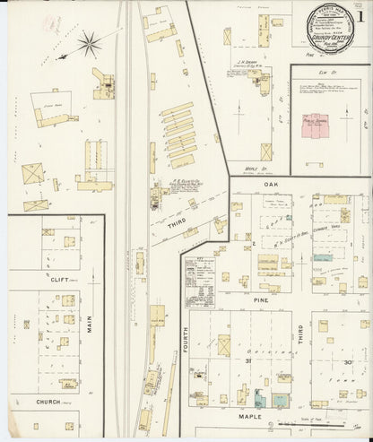 Sanborn Fire Insurance Map from Grundy Center, Grundy County, Iowa (1894), Sheet #0001 - Historic Sanborn Fire Insurance Map Print